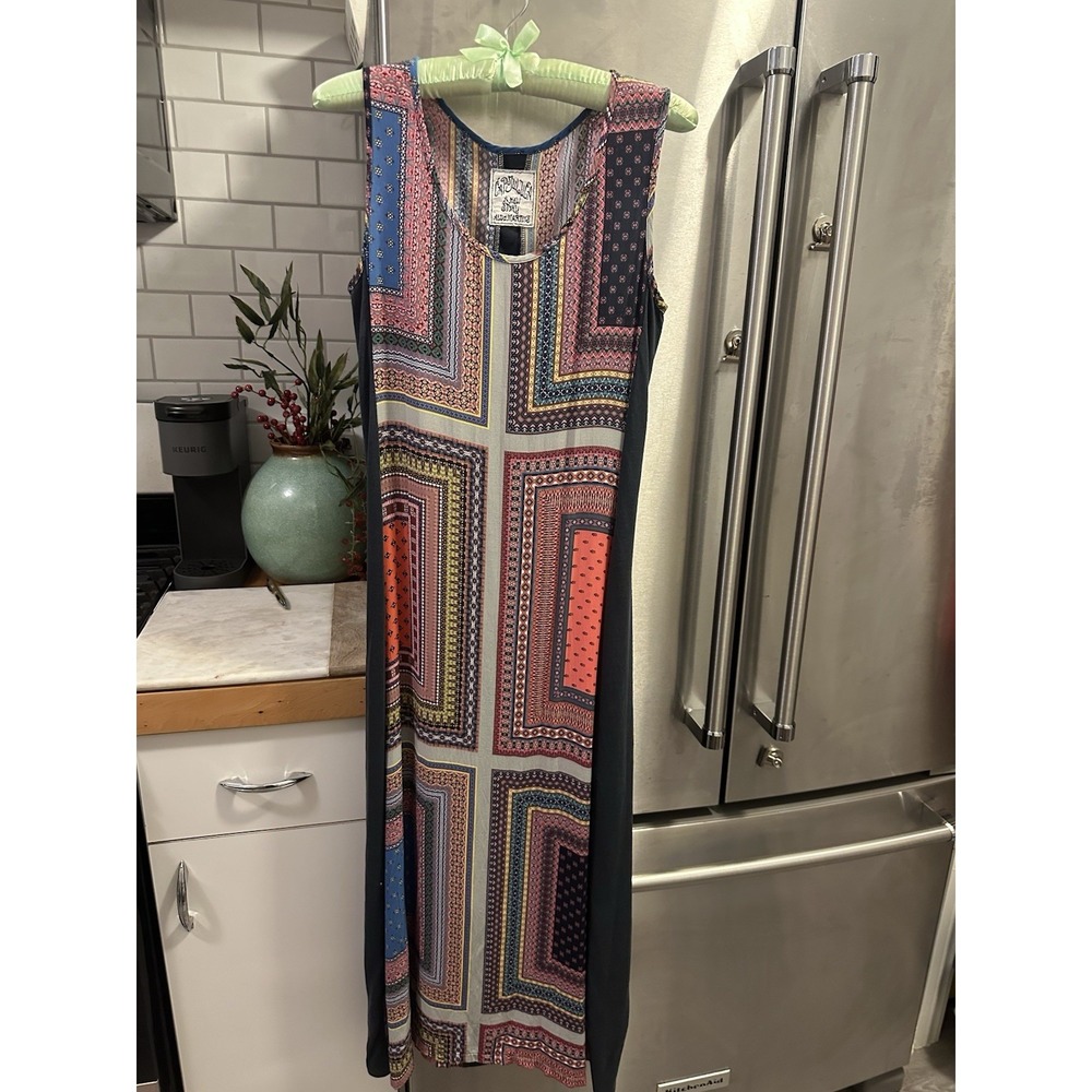 Aldo Martin Patchwork Boho Sleevelass Maxi Sheath Dress Sz4 Bold Gorgeous